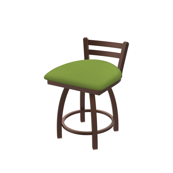 18" Low Back Swivel Vanity Stool, Bronze Finish, Canter Kiwi Green Seat